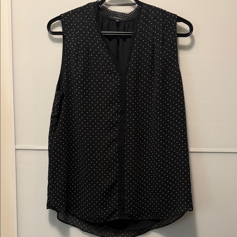RW&CO Black Polka Dot Sleeveless Top